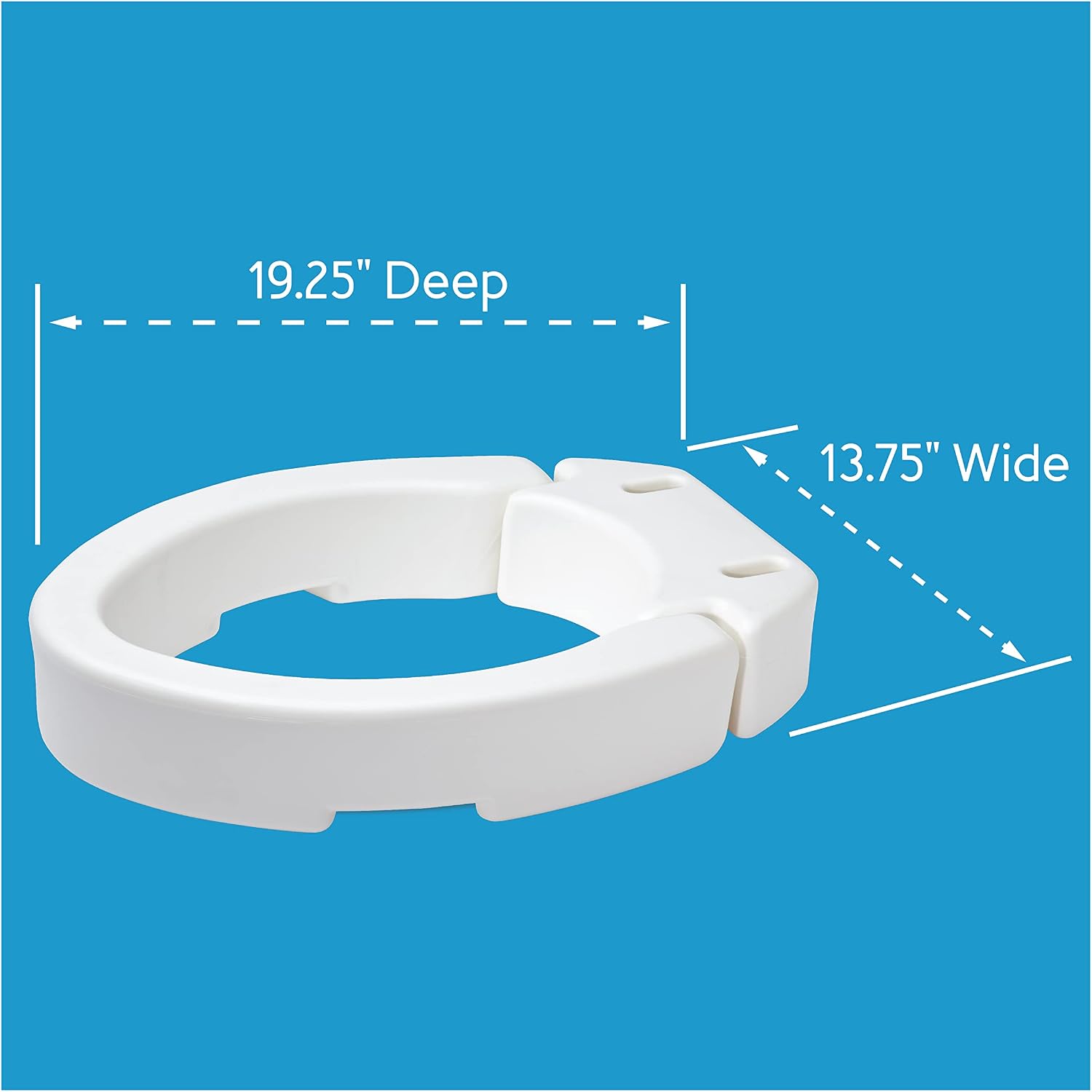 Health Brands Hinged Elongated Toilet Seat Riser, Adds 3.5 Inches of Height to Toilet, 300 Pound Weight Capacity