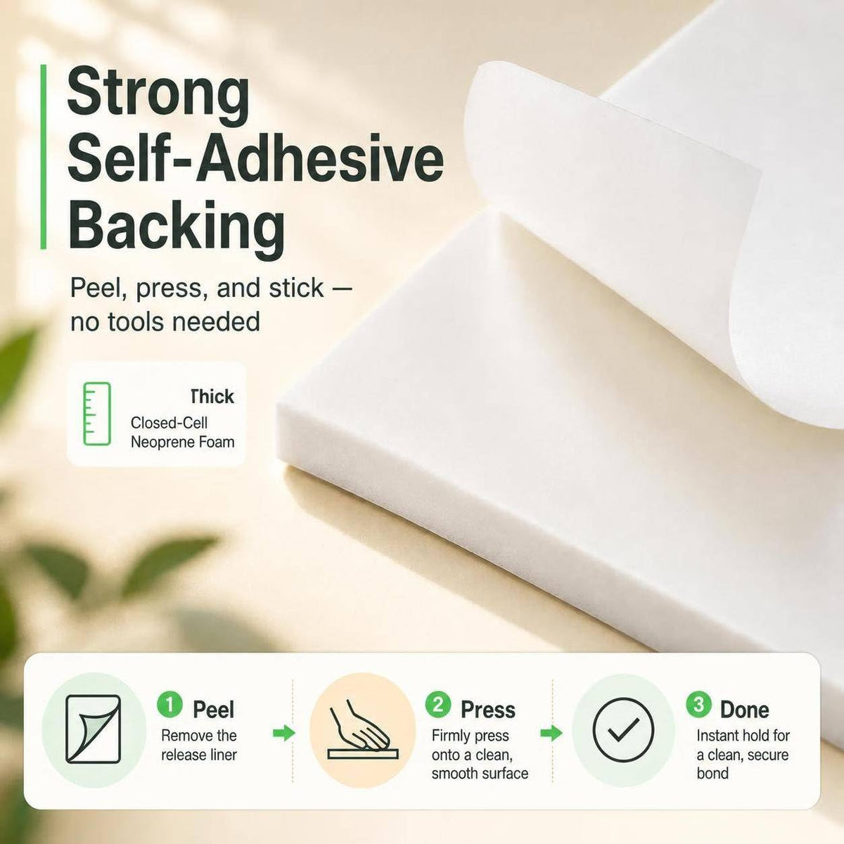 Sponge Neoprene Foam Sheet with Adhesive 1/8''T x 12''W x 59''L