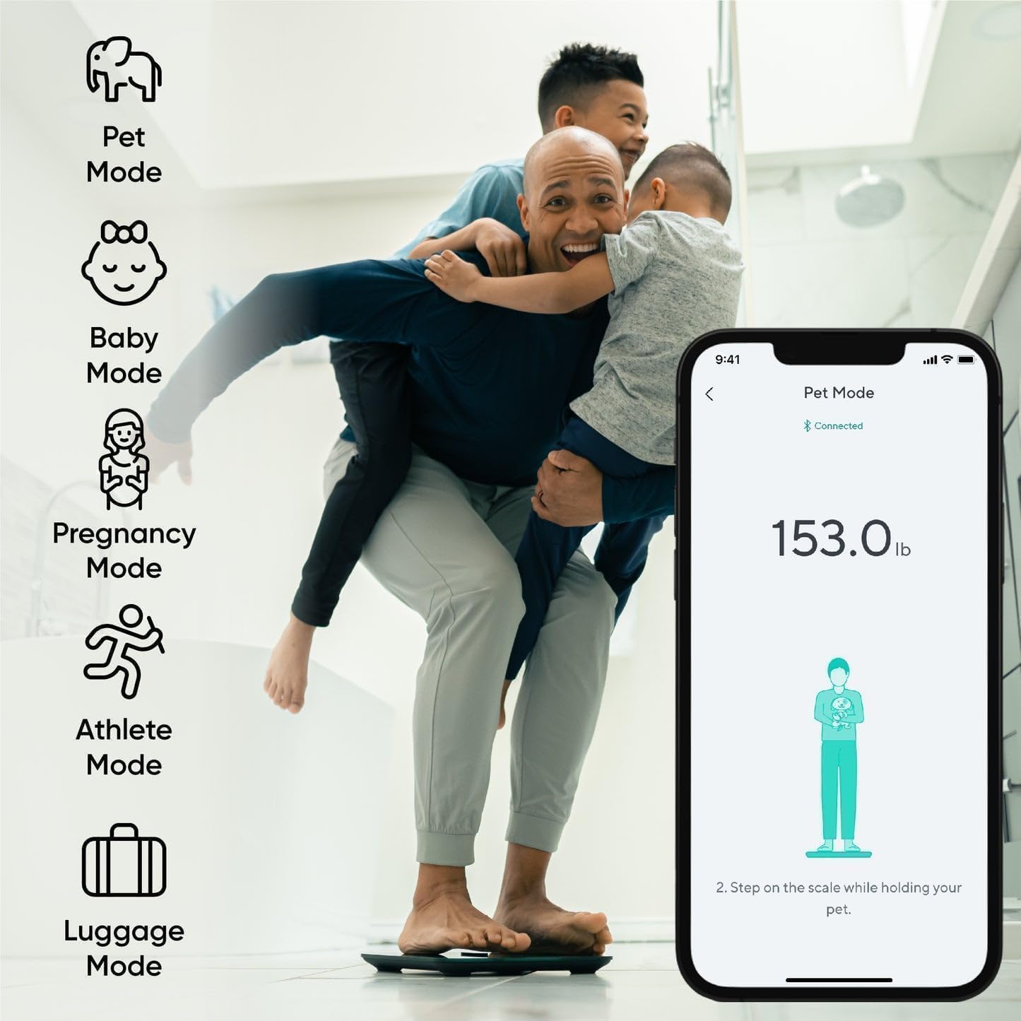 Smart Scale X - Digital Bathroom Scale for Body Weight, BMI, Body Fat, Muscle Mass, Heart Rate Monitor | Sync with