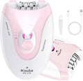 Epilator for Women, 2 Speeds Facial Hair Removal Device with LED Light, 36 Tweezers & Massage Pad, Rechargeable