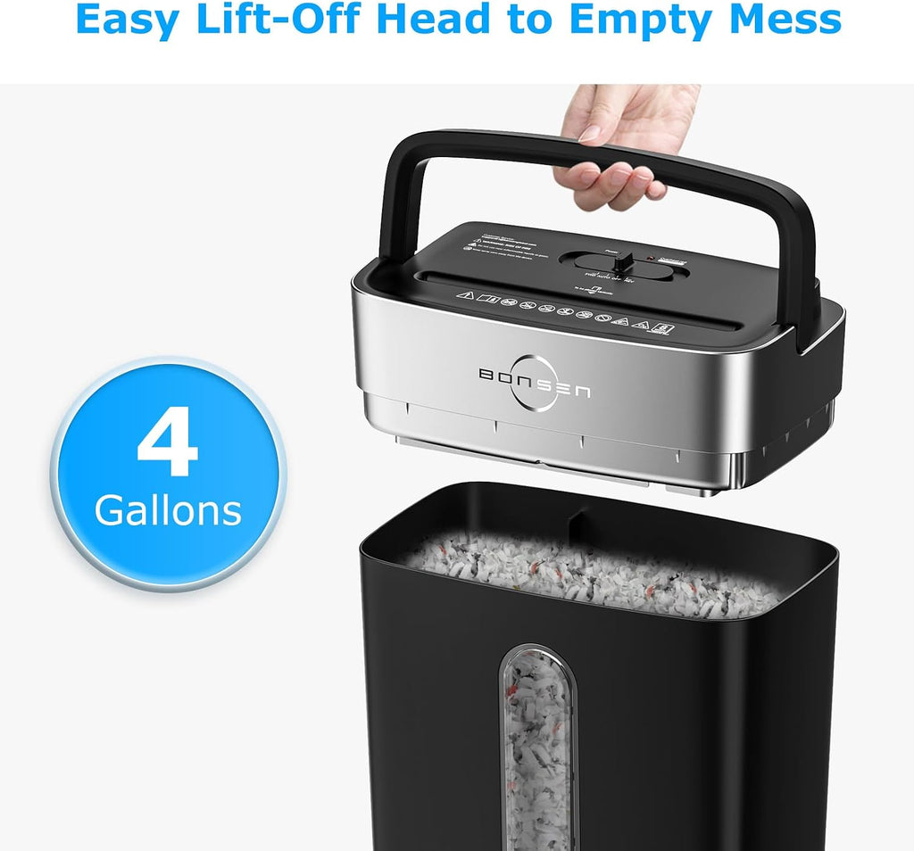 Shredder for Home Office, 4 Gallons 8-Sheet Cross Cut Credit Card Shredder, Small Paper Shredder for Home Use, High