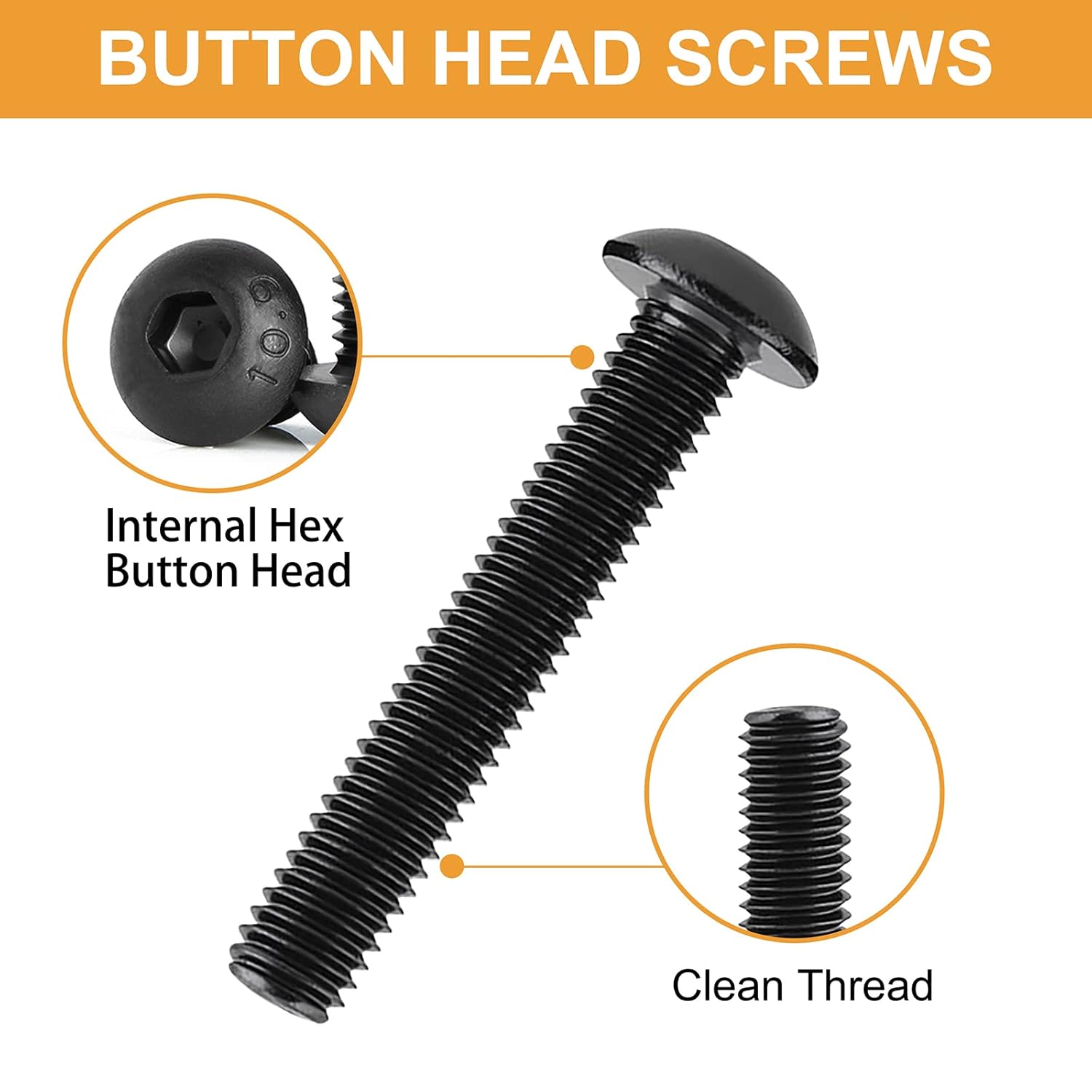 288PCS M6 M8 Button Head Hex Socket Cap Screws Bolts Nuts Washer Assortment Kit, 10.9 Grade Alloy Steel Black Oxide