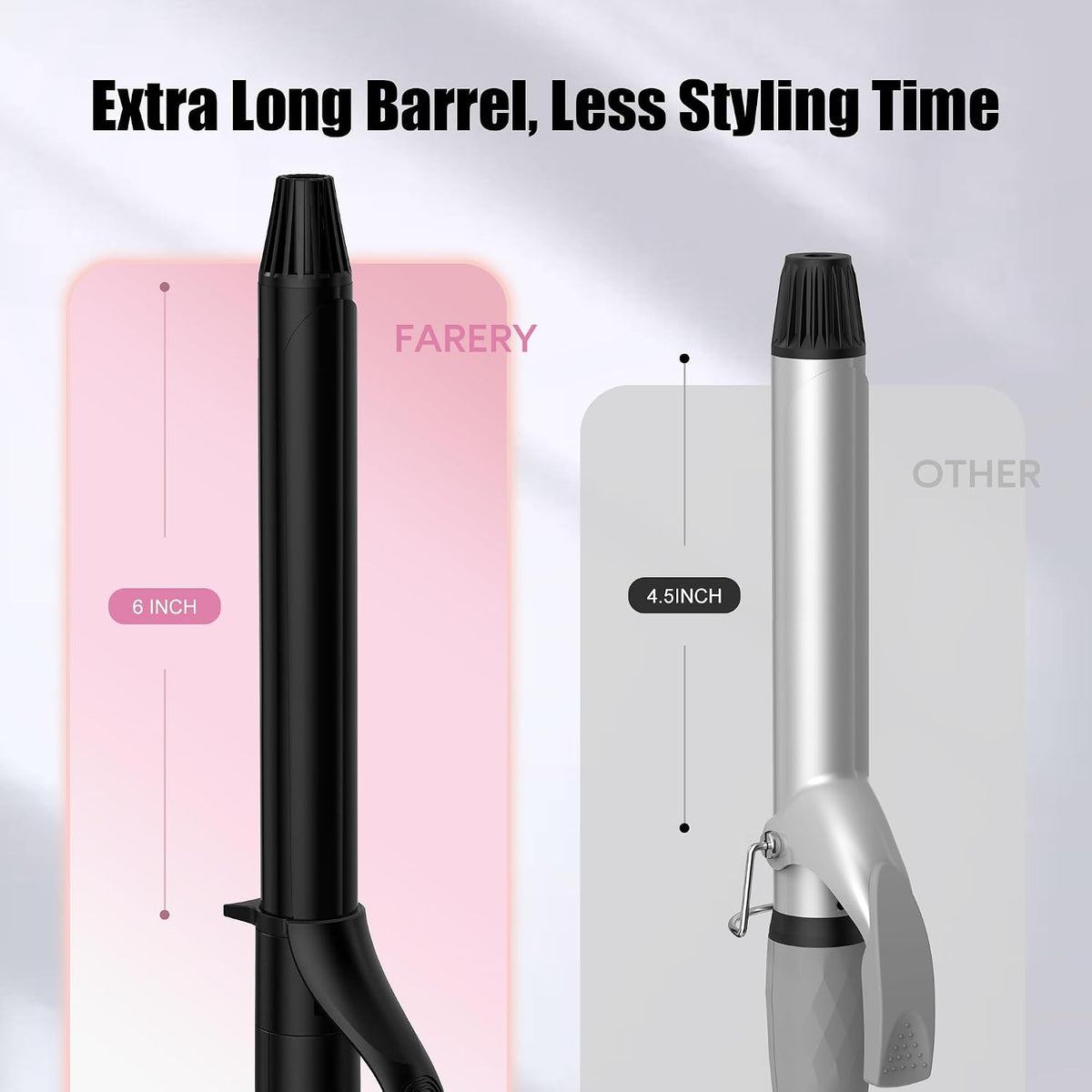 Long Barrel Curling Iron 1 Inch, Ceramic Curling Iron for Thin Hair, Infused Argan Oil & Keratin, Long Lasting
