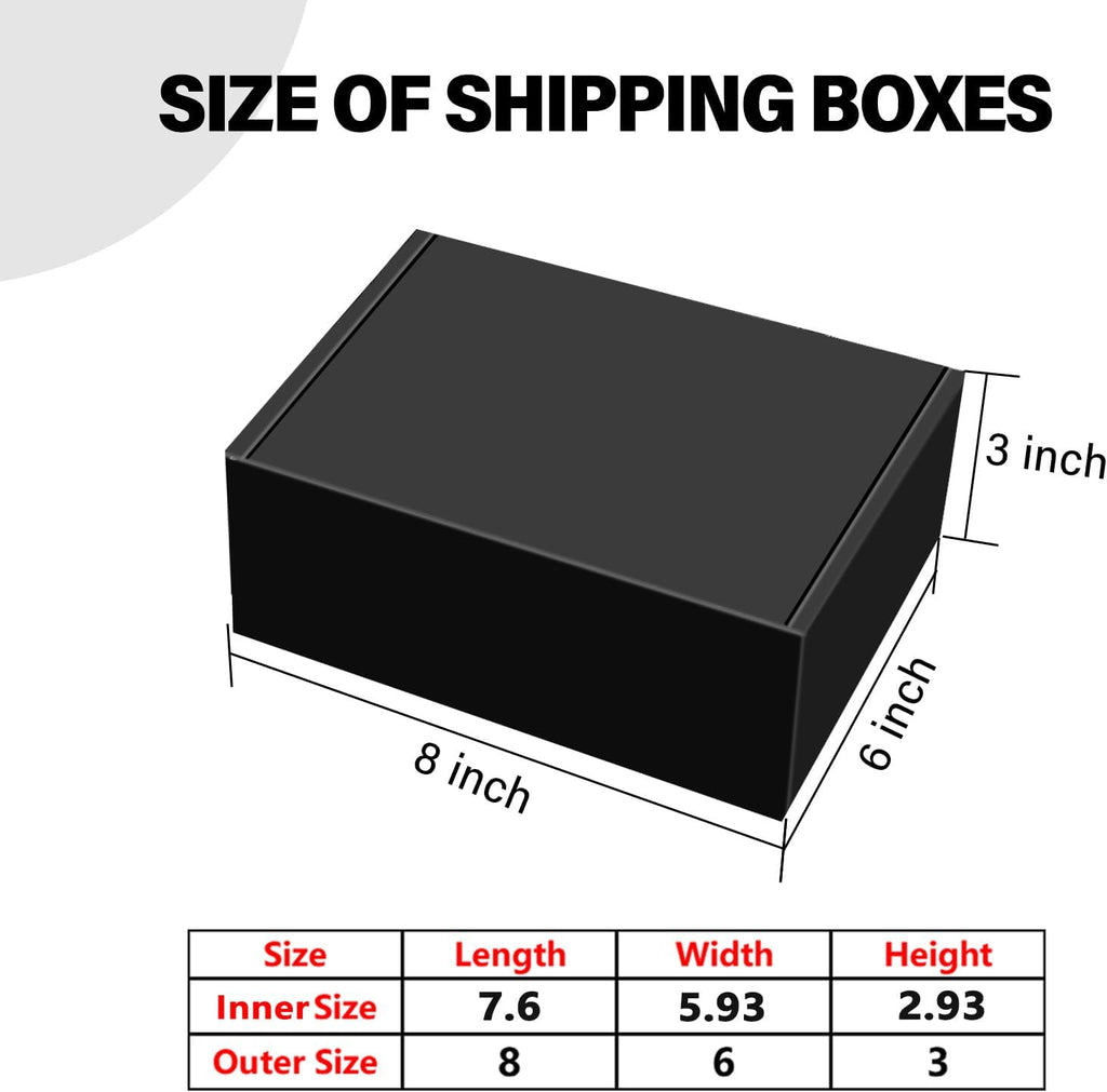 30 Pack 8x6x3 inch Black Shipping Boxes, Corrugated Cardboard