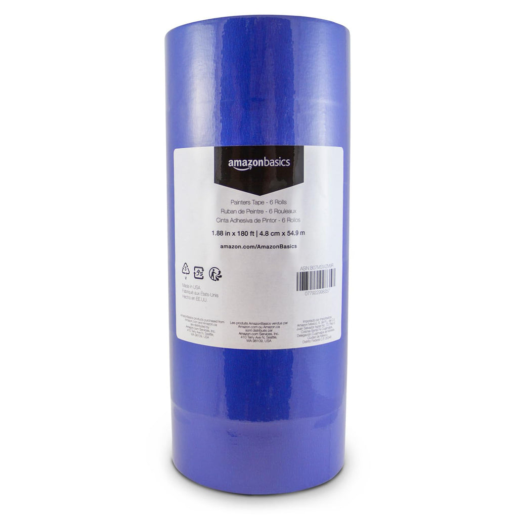 Blue Painters Tape, Protects Surfaces, Removes Easily, No Residue, 1.88" x 60-Yard, 6 Rolls