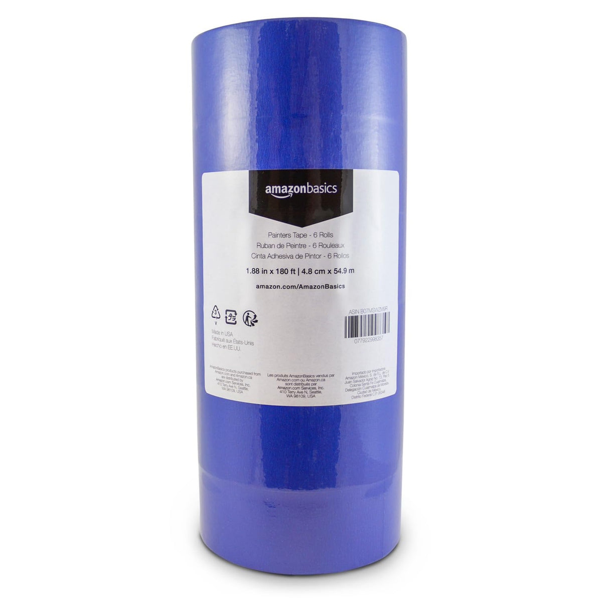Blue Painters Tape, Protects Surfaces, Removes Easily, No Residue, 1.88" x 60-Yard, 6 Rolls