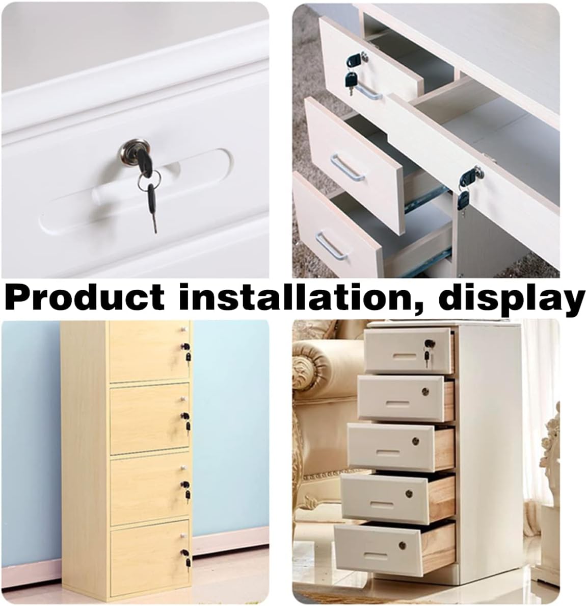 Cabinet Drawer Lock Furniture Locker Lock【Keyed Alike】 All Keys for This Product are Universal. (Hole Diameter