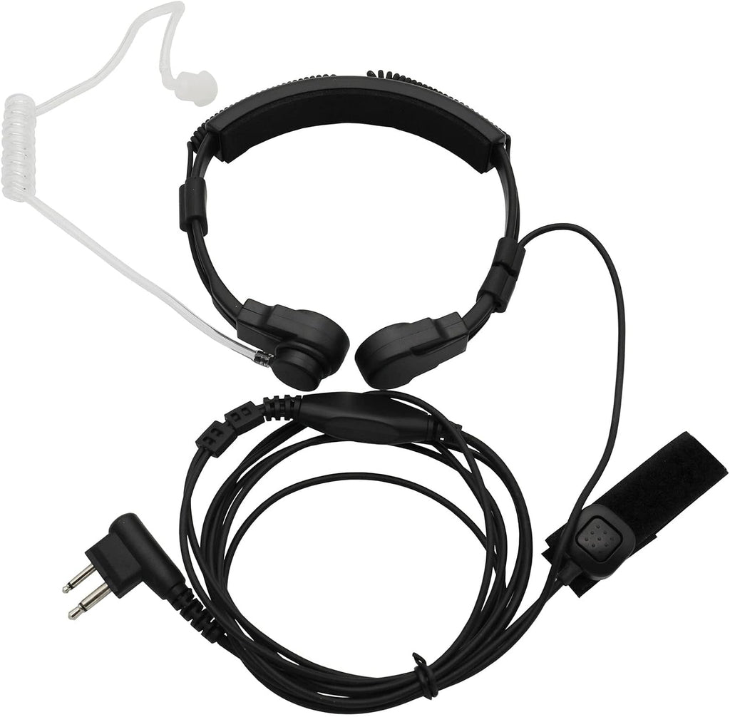 Flexible Throat Mic Microphone Covert Acoustic Tube Tactical Walkie Talkies Earpiece Headset with Finger PTT is
