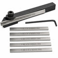 Mini Parting Tool Cut Off Holder 8mm with 6 Pieces M2 HSS Blades Mini Lathe