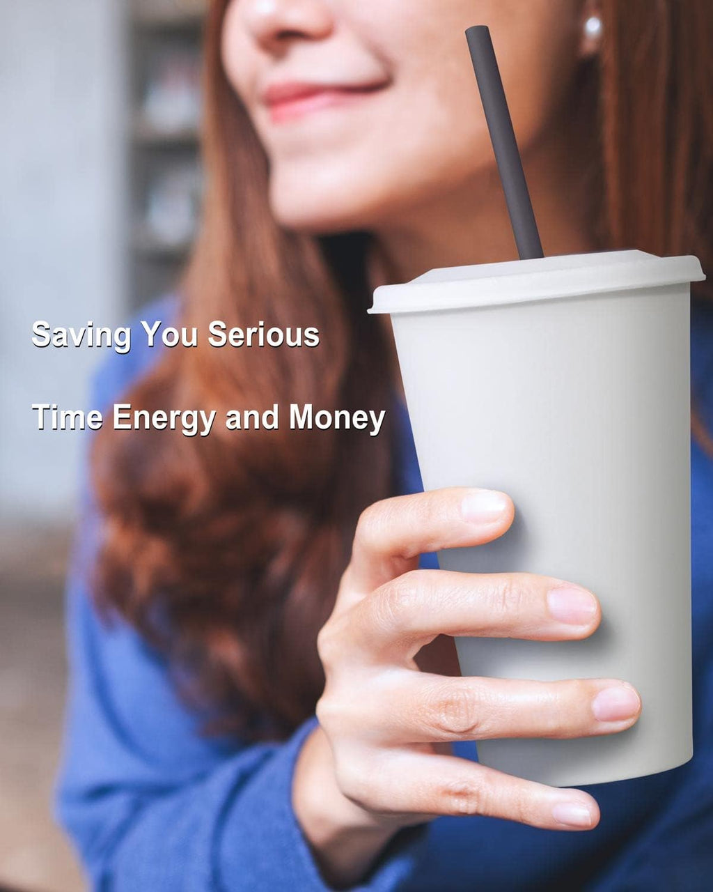 Disposable Paper Cups with Paper Lids and Compostable Straws