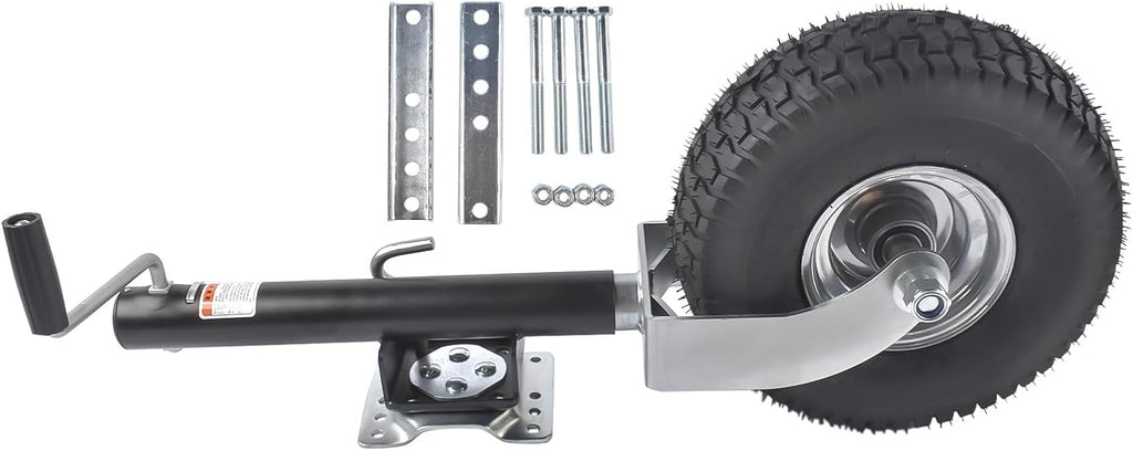 Swivel Trailer Tongue Jack, 2000 lbs Capacity, 13.38in Heavy-Duty Wheel, Bolt-On Swivel Mount, Foldable Trailer Jack