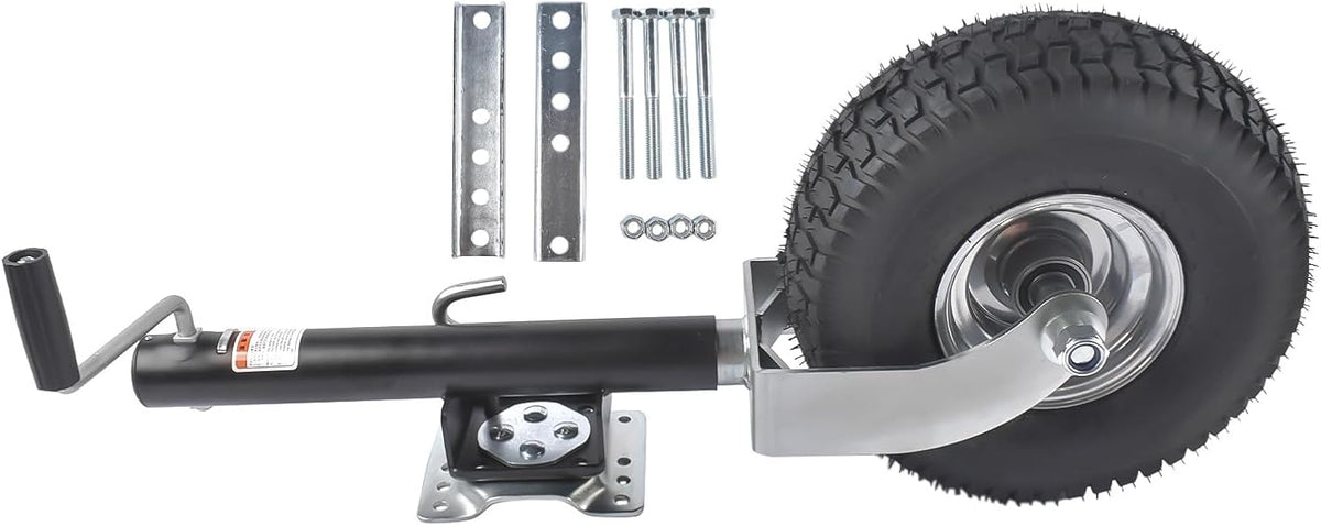 Swivel Trailer Tongue Jack, 2000 lbs Capacity, 13.38in Heavy-Duty Wheel, Bolt-On Swivel Mount, Foldable Trailer Jack
