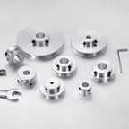 uxcell 2Pcs Single Groove Pulley, 10mm Fixed Bore 80mm Outer Diameter Aluminum Alloy Mechanical Belt Pulley with Hex Wrench for 6mm PU Round Belt