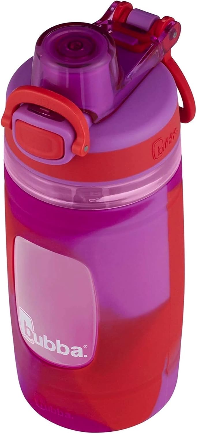 Flo Kids Water Bottle with Silicone Sleeve, 16oz., Watermelon and Wild Berry