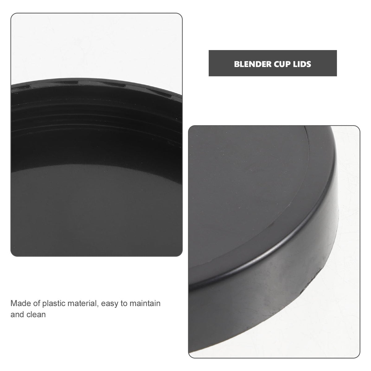 4 Pack Blender Cup Lids Black Plastic Flat Cover Replacement
