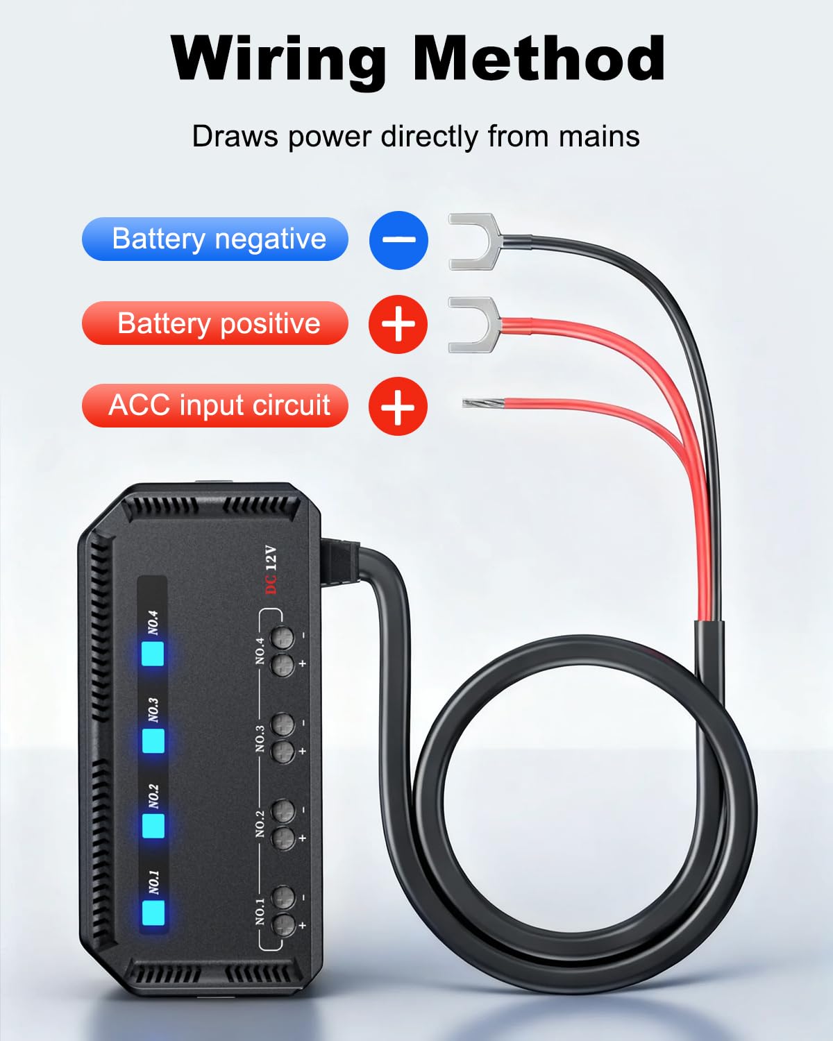 12V Fuse Block, 20A Motorcycle Fuse Relay Box Kit with LED Warning Indicator 4 Circuits, Motorcycle Fuse Box Holder