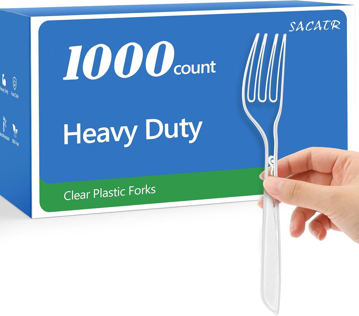 1000 Count Heavy Duty Clear Plastic Forks