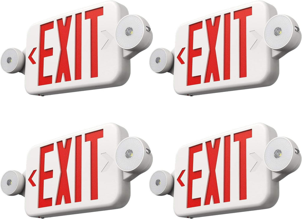 4 Pack Red Commercial Exit Signs with Emergency Light
