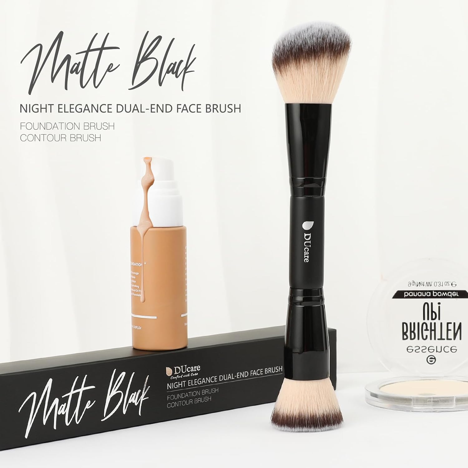 Foundation Brush Contour Bronzer Makeup Brush Double Ended Sculpting Brush for Blending Liquid Powder Concealer Cream