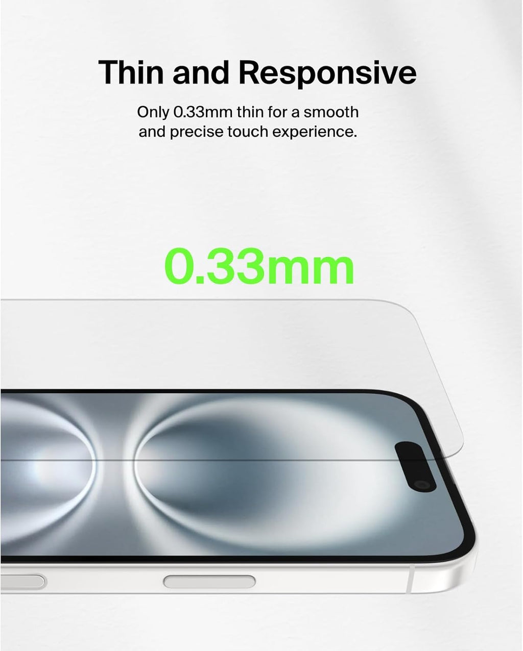 ScreenForce TemperedGlass Treated Screen Protector for iPhone 16, 15 and 14 Pro - Slim & Scratch-Resistant - Includes