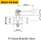 SS304 Stainless Steel Butterfly Valve, 2 Pack, 1¼"Inch
