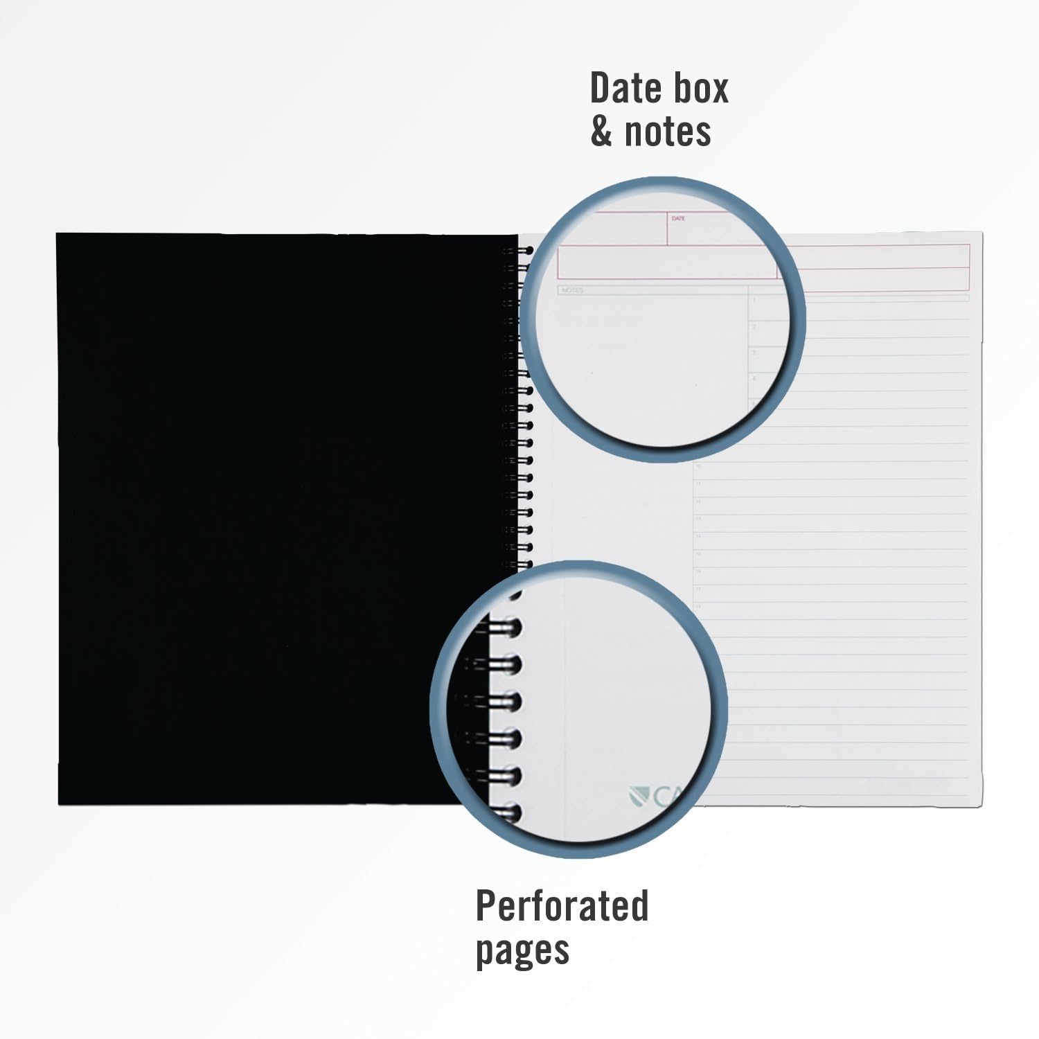 Business Notebook, Action Planner, Legal Ruled Paper, 8-1/2" x 11", 80 Sheets, Flexible Soft Touch Cover, Wirebound