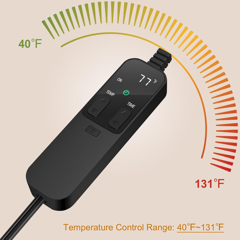 Reptile Heating Pad with PID Thermostat & Timer, 8”x12” Under Tank Heater for Hermit Crab, Snake, Turtle, Lizard