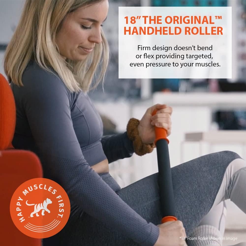18in Massage Stick Portable Roller, Handheld, Deep Tissue Foam Roller, Body Massage and Myofascial Release Tool for