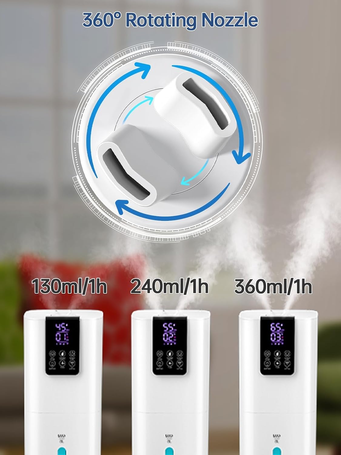 8L Smart Humidifiers for Bedroom Large Room, 2.1Gal Cool Mist Top Fill Diffuser Ambient Light, App & Remote Control