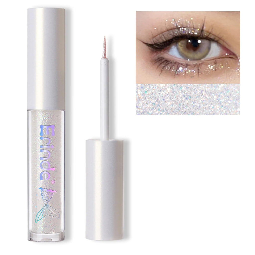 Liquid Glitter Eyeshadow Eyeliner, Korean Makeup Bling Under Eye Shadow, Shimmer Metallic, Lightweight Waterproof