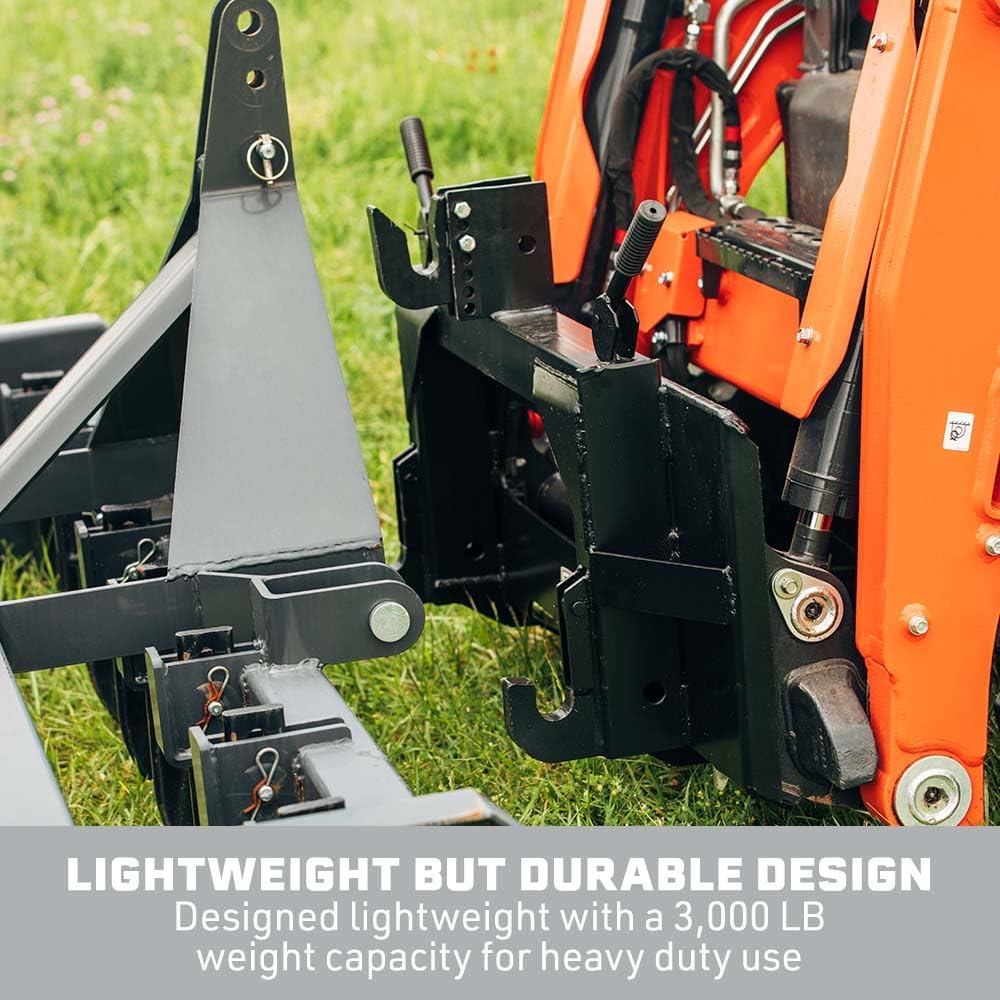 Attachments 3 Point Quick Hitch Adapter, Full Size Universal Quick Tach to Cat 1 Implements, 3,000 LB Weight