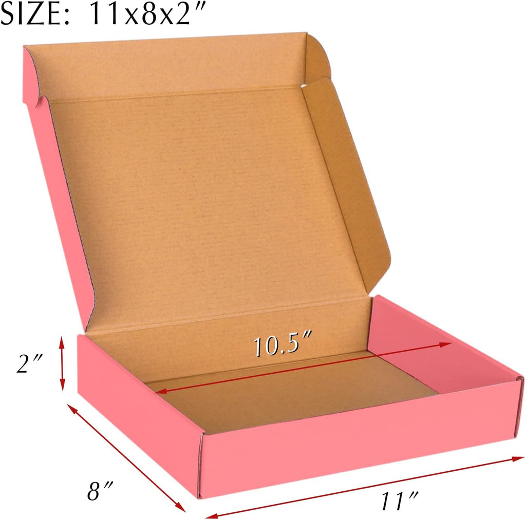 11x8x2 Pink Cardboard Corrugated Boxes 30 Pack, Shipping Boxes for Small Business Mailing Boxes, Mailer Packaging Boxes