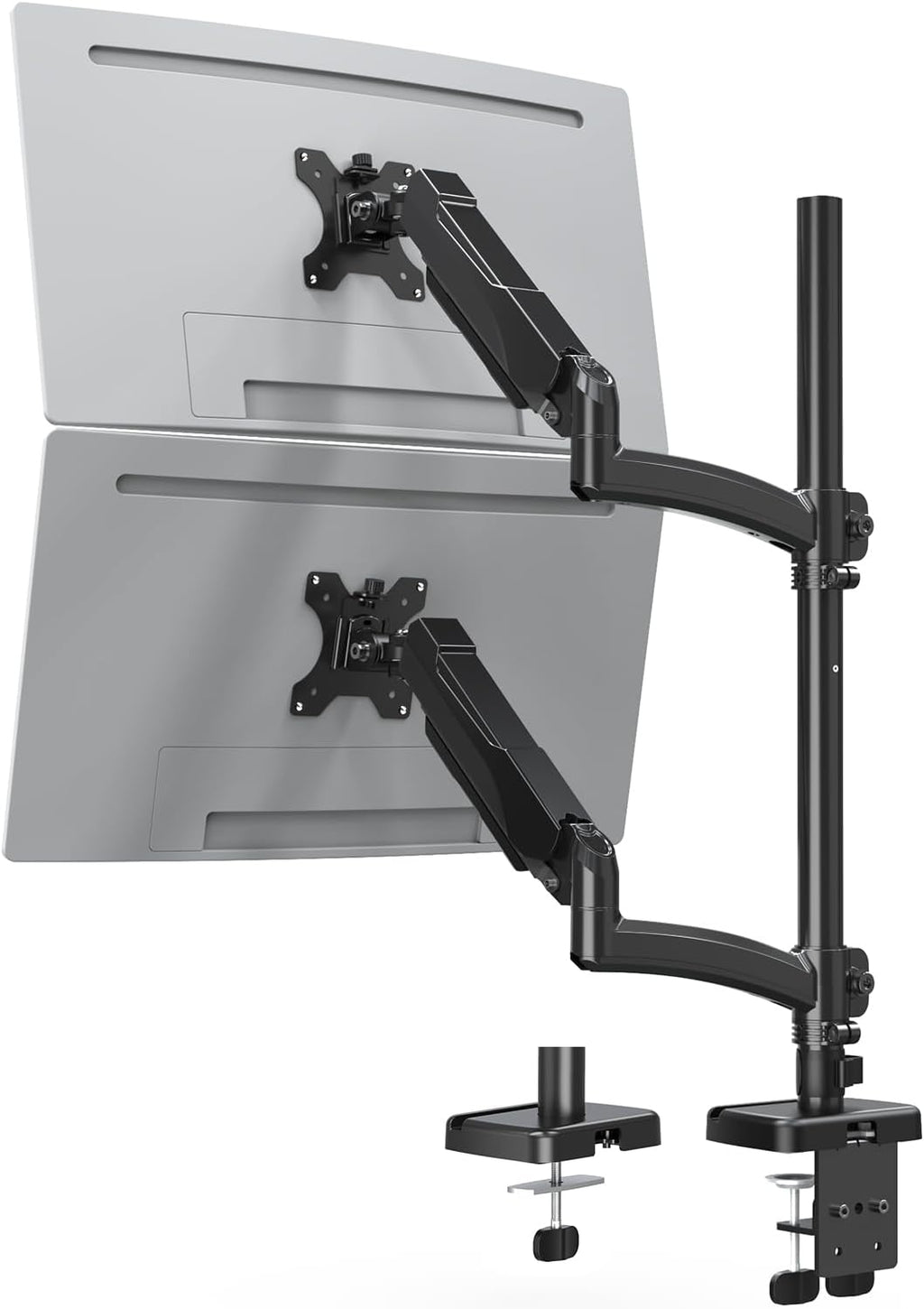 Vertical Dual Monitor Mount Holds 4.4-17.6lbs, up to 32 Inch Stacked Monitor Mount with Gas Spring Arm with