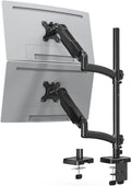 Vertical Dual Monitor Mount Holds 4.4-17.6lbs, up to 32 Inch Stacked Monitor Mount with Gas Spring Arm with