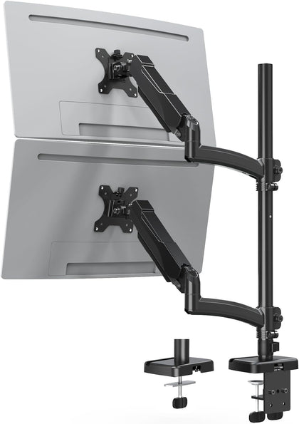 Vertical Dual Monitor Mount Holds 4.4-17.6lbs, up to 32 Inch Stacked Monitor Mount with Gas Spring Arm with