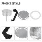 Replacement Set For Espresso Coffee Moka Pot Handle, Gasket, Funnel, Filter(3 Cup)