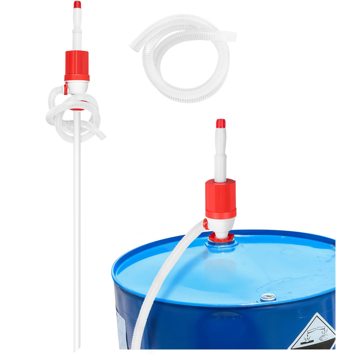 2 Set Siphon Drum Pump 48" Hose Manual Transfer 55 Gallon