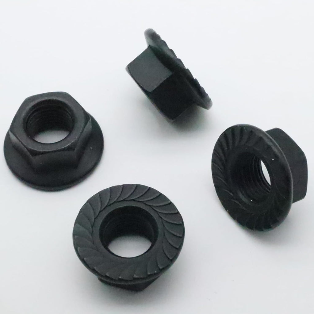 20Pcs M12 x 1.25mm Flange Nut, Carbon Steel Thread Hardware Nuts Serrated Flange Lock Nuts Metric Hex Flange Nuts Bright Finish (Black)
