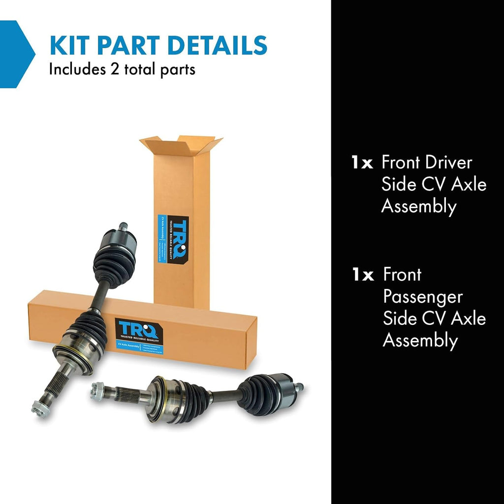 TRQ Front 2 Piece CV Axle Shaft Assembly Set