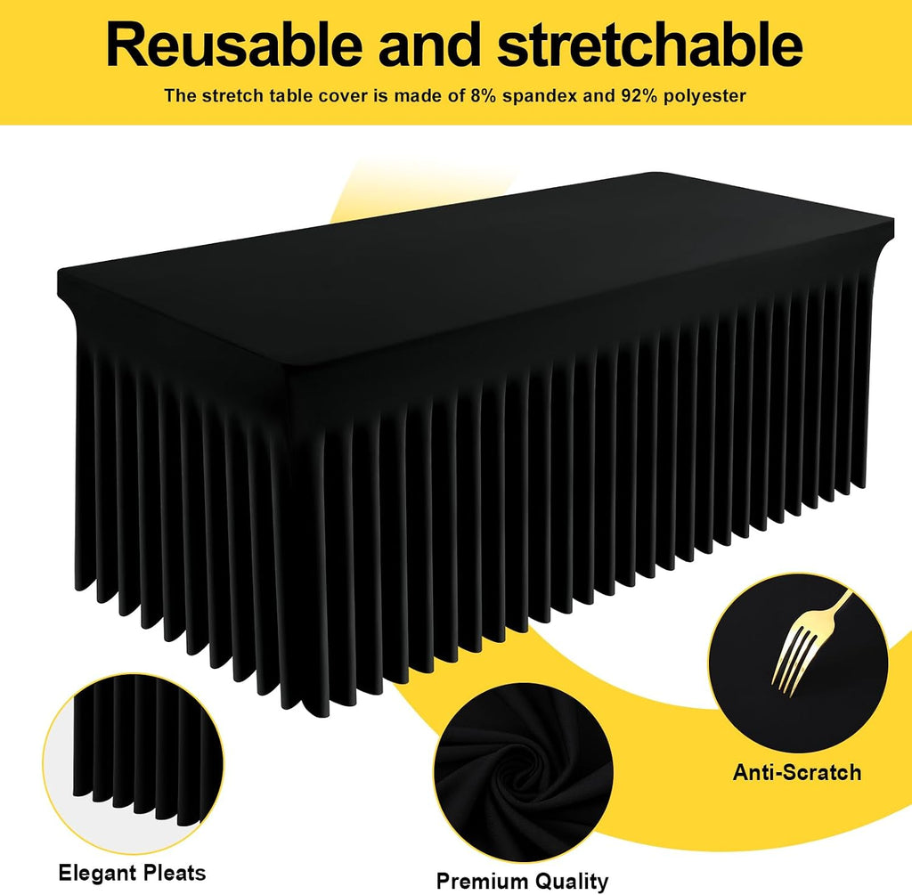 Spandex Elastic Fitted Table Cloth Skirt for 6FT Rectangle Table