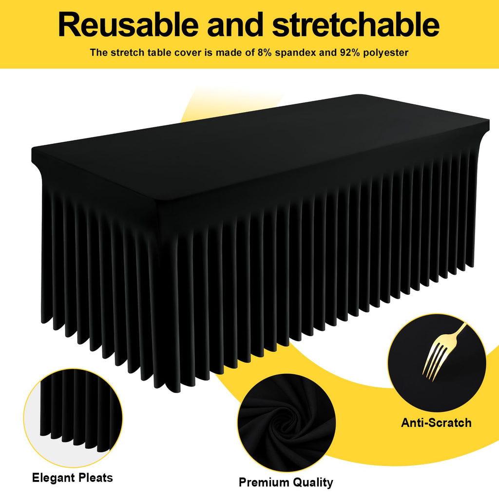 Spandex Elastic Fitted Table Cloth Skirt for 8FT Rectangle Table