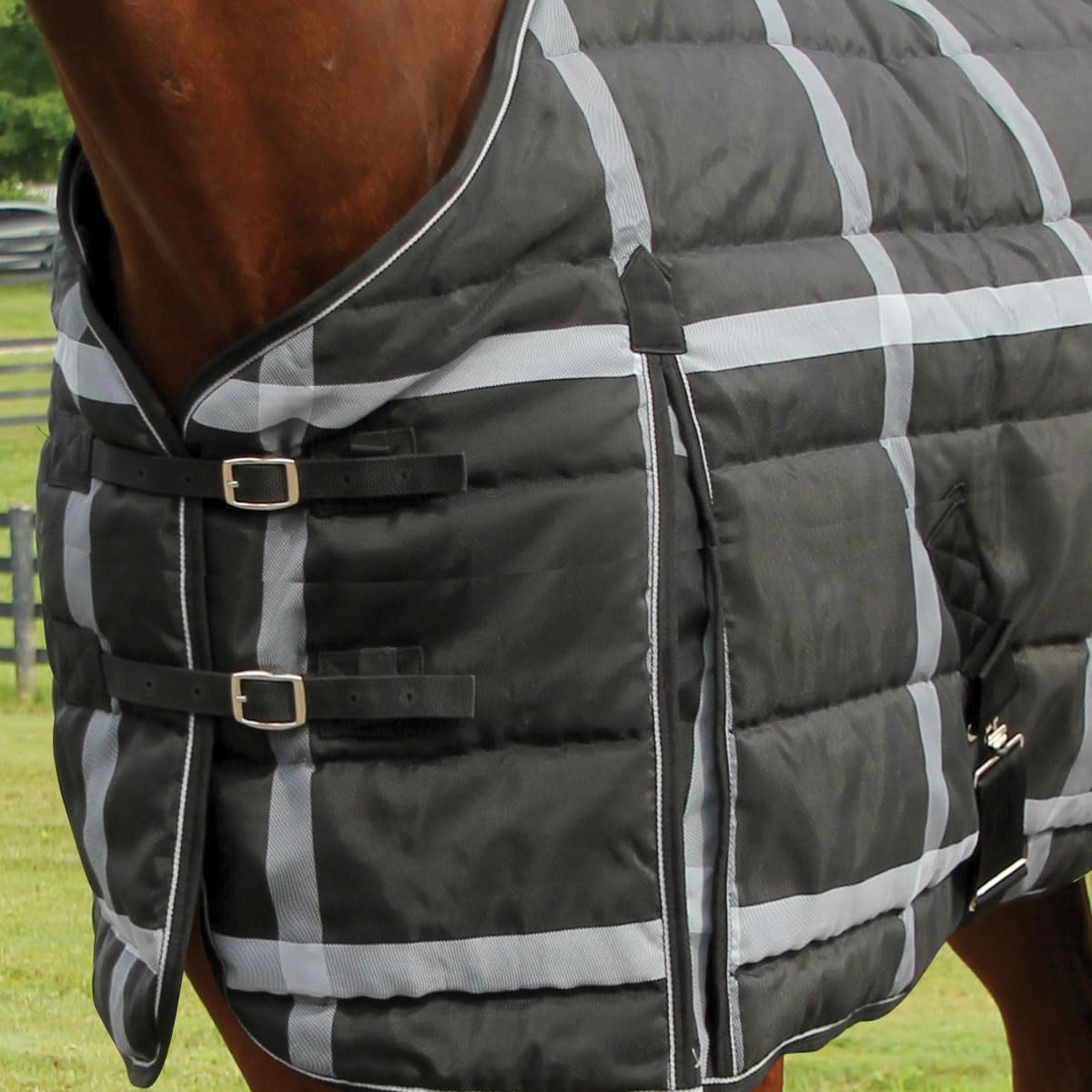 Highland 1200D Lightweight Stable Blanket (78, BlackPlaid)