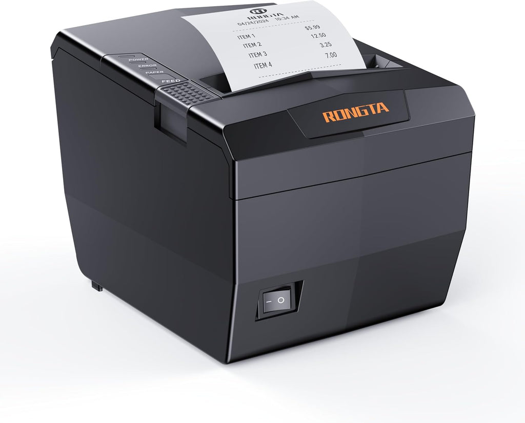 POS Receipt Printer, 80mm Thermal Printer with USB/Serial/Ethernet and Auto Cutter for Kitchen and Retail Use, Cash
