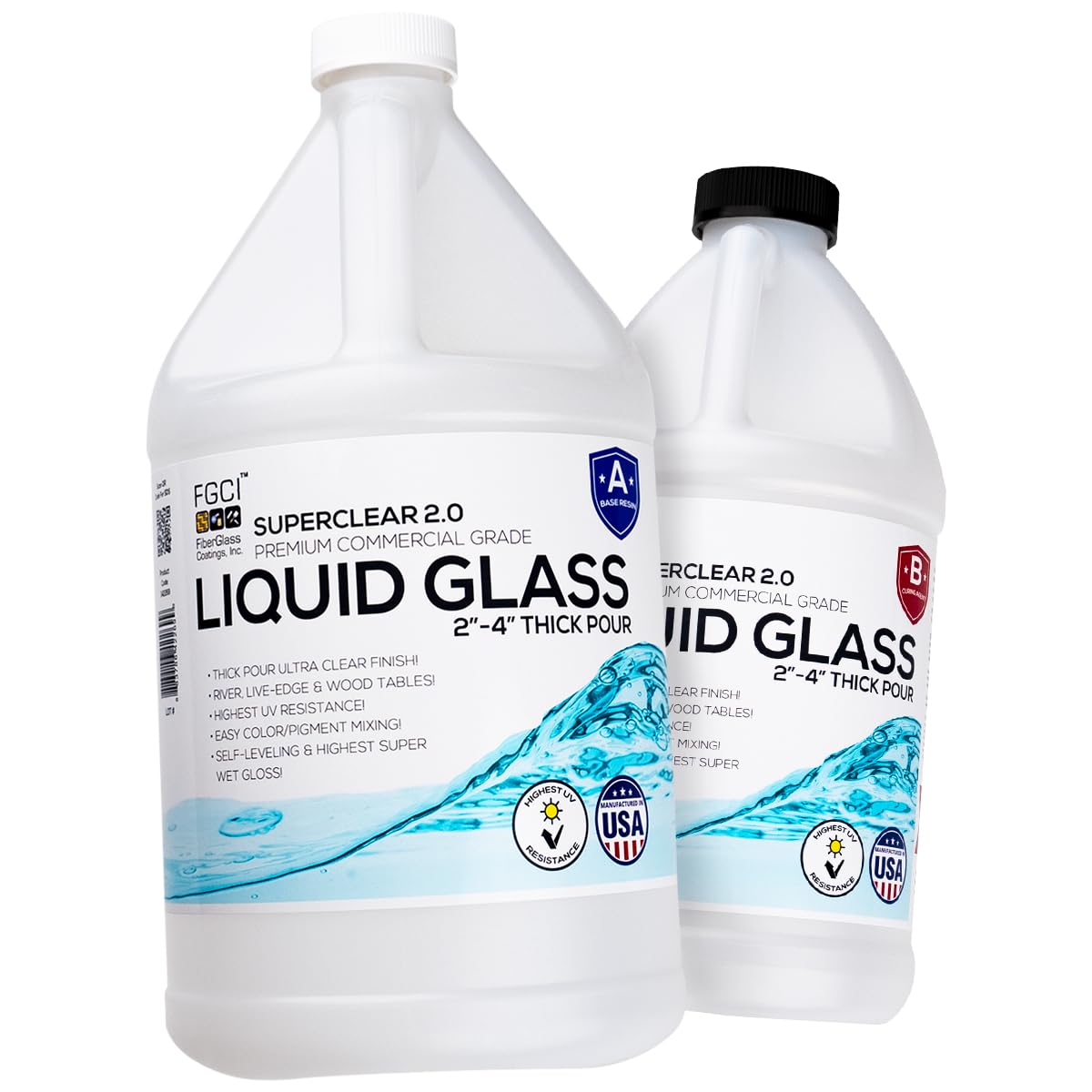 Liquid Glass Deep Pour Epoxy Resin, 2-4 Inch Clear Casting Resin for River Tables, Live Edge Wood,Molds, Food Safe