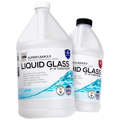 Liquid Glass Deep Pour Epoxy Resin, 2-4 Inch Clear Casting Resin for River Tables, Live Edge Wood,Molds, Food Safe