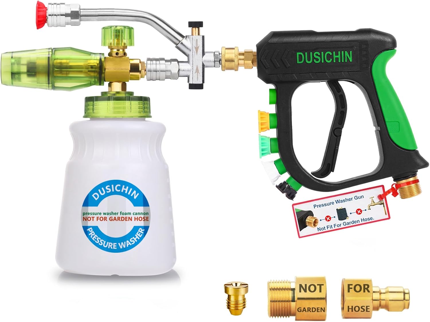 Pressure Washer Accessory Short Wand Foam Cannon | Dual Connector Shift Valve Car Wash Foam Cannon Kit 1/4 Inch Quick