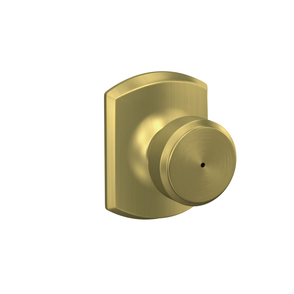 Bowery Bed/Bath Privacy Door Handle with Lock, Satin Brass