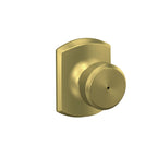 Bowery Bed/Bath Privacy Door Handle with Lock, Satin Brass