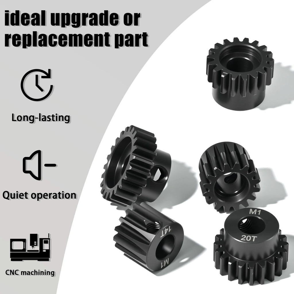 5Pcs M1 Steel Pinion Gear Set 14T 16T 18T 20T 22T, 8mm Bore