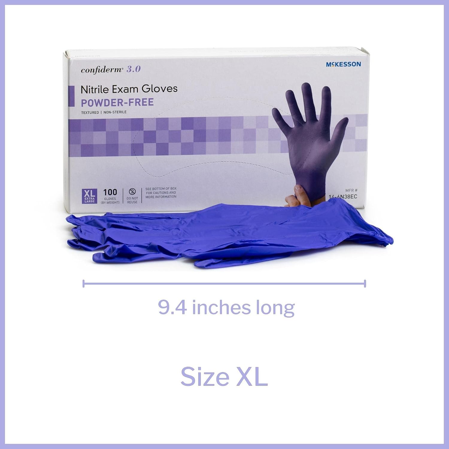 Confiderm 3.0 Disposable Nitrile Exam Glove Standard Cuff Length | Exam Glove,Blue,Nitrile,NonSterile,Not Made with